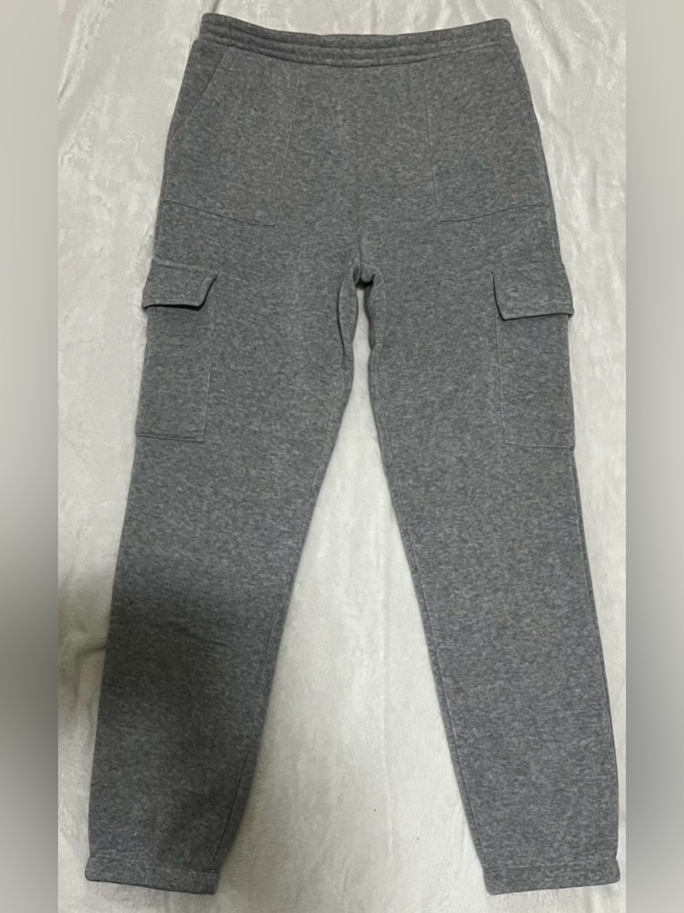 Girls Gray Cargo Joggers with Elastic Waist